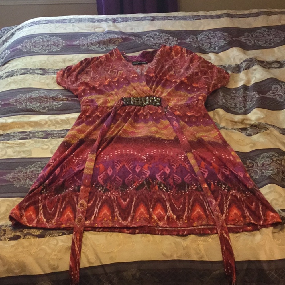 As U Wish multi colored summer dress with belt